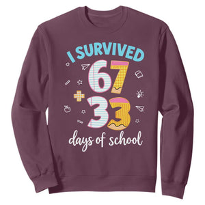 100 Days Of School 67 Funny Six Seven Meme Sweatshirt TS10 Maroon Print Your Wear