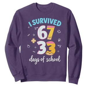 100 Days Of School 67 Funny Six Seven Meme Sweatshirt TS10 Purple Print Your Wear