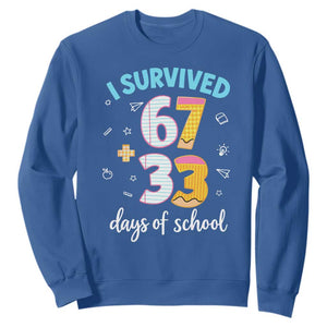 100 Days Of School 67 Funny Six Seven Meme Sweatshirt TS10 Royal Blue Print Your Wear