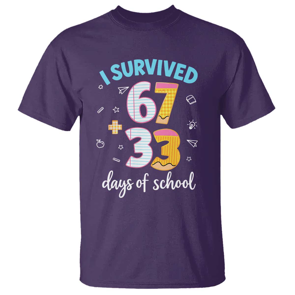 100 Days Of School 67 Funny Six Seven Meme T Shirt TS10 Purple Print Your Wear