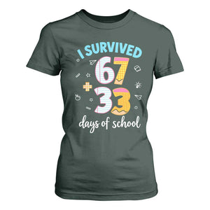 100 Days Of School 67 Funny Six Seven Meme T Shirt For Women TS10 Dark Forest Green Print Your Wear