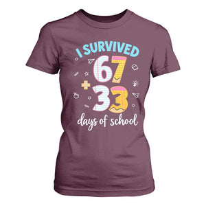 100 Days Of School 67 Funny Six Seven Meme T Shirt For Women TS10 Maroon Print Your Wear