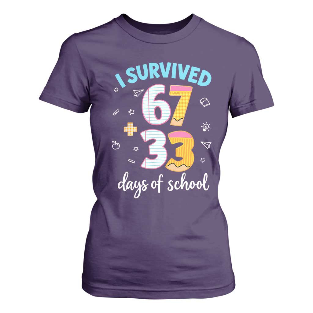 100 Days Of School 67 Funny Six Seven Meme T Shirt For Women TS10 Purple Print Your Wear