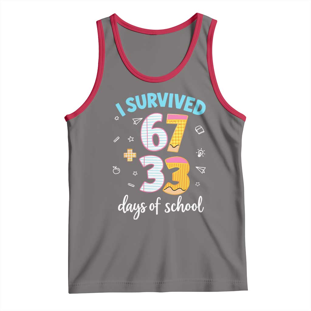 100 Days Of School 67 Funny Six Seven Meme Tank Top TS10 Deep Heather Red Print Your Wear