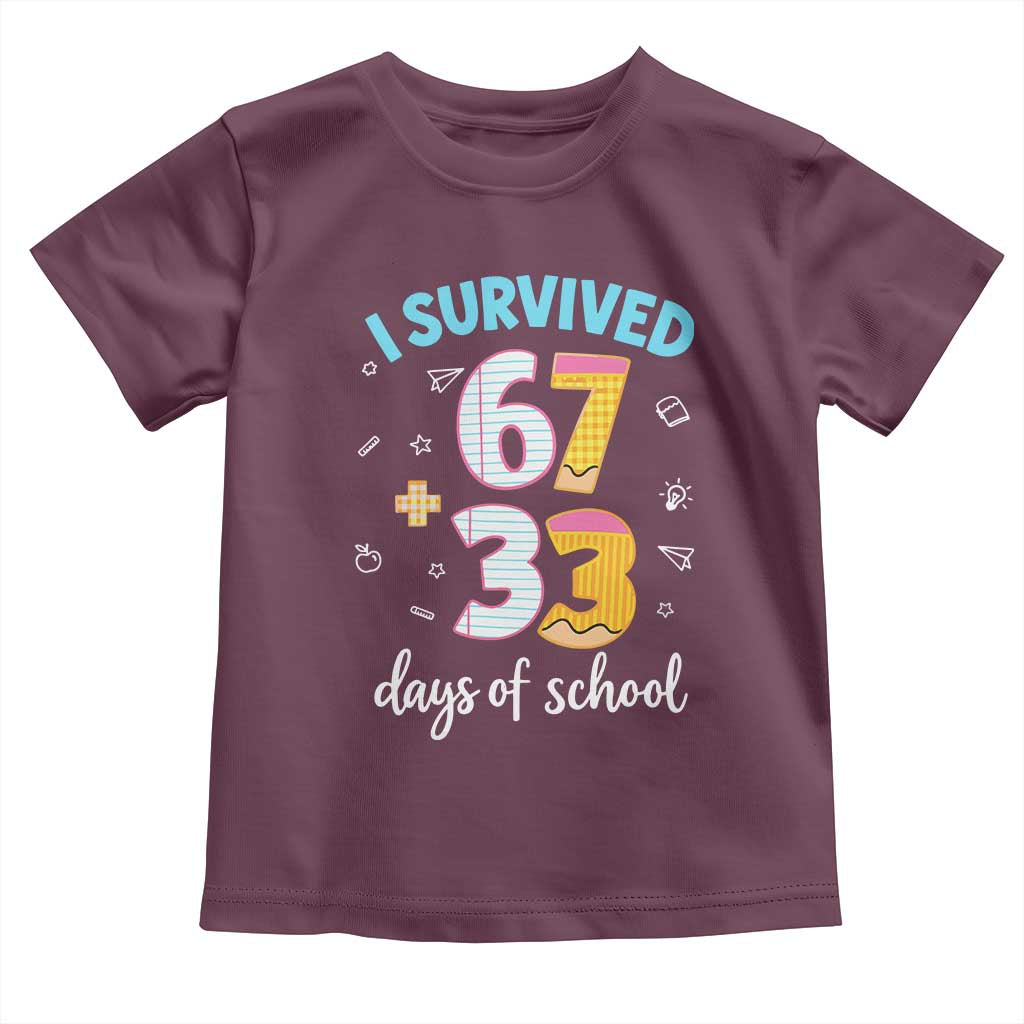 100 Days Of School 67 Funny Six Seven Meme Toddler T Shirt TS10 Maroon Print Your Wear