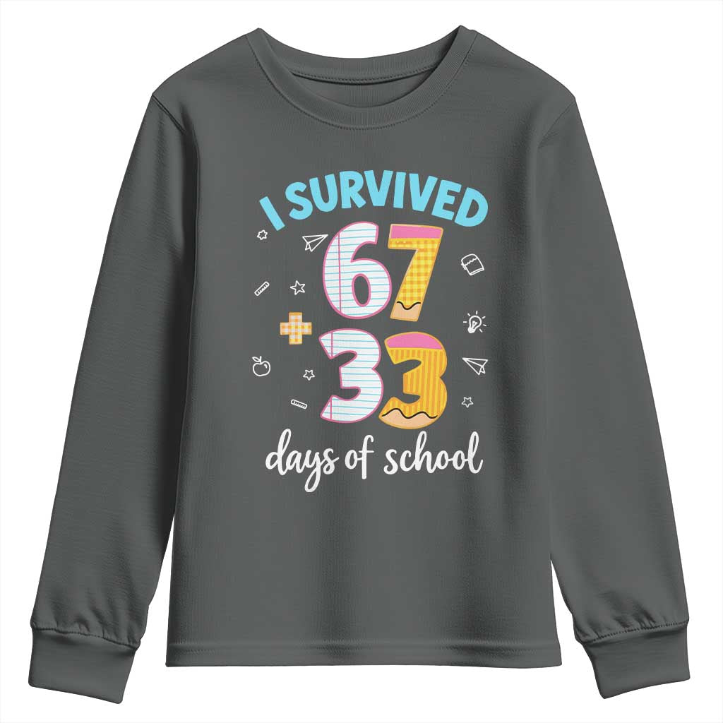 100 Days Of School 67 Funny Six Seven Meme Youth Sweatshirt TS10 Dark Heather Print Your Wear