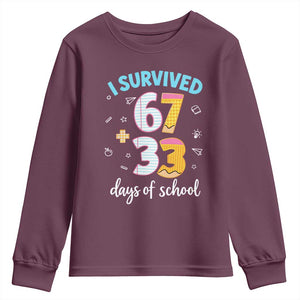 100 Days Of School 67 Funny Six Seven Meme Youth Sweatshirt TS10 Maroon Print Your Wear