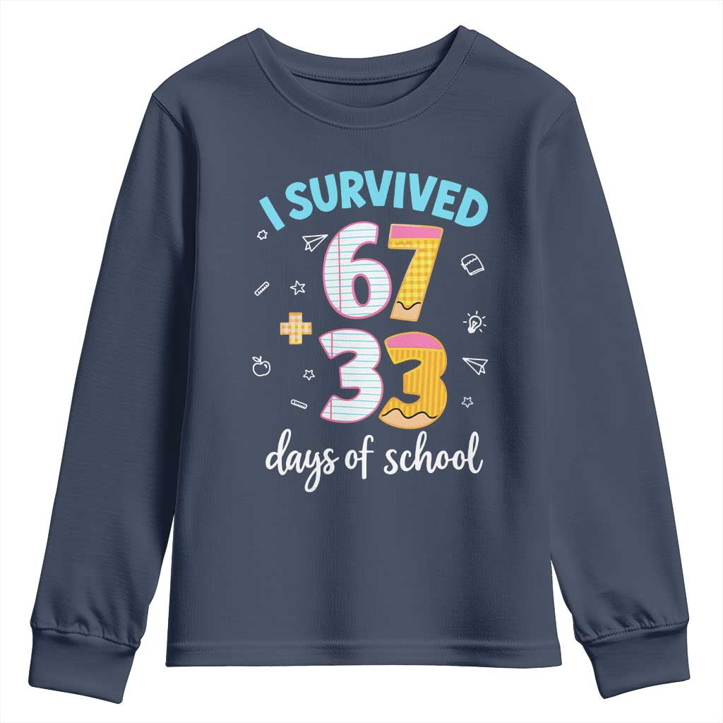 100 Days Of School 67 Funny Six Seven Meme Youth Sweatshirt TS10 Navy Print Your Wear