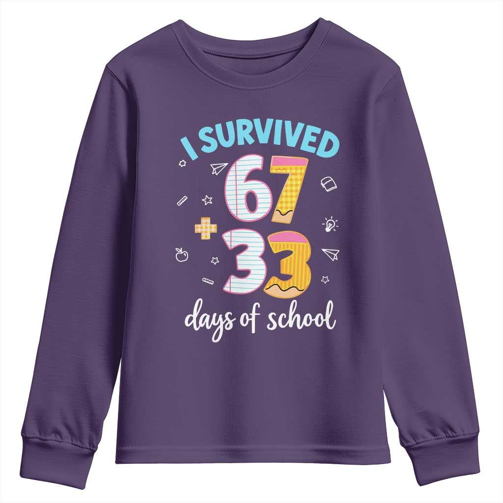 100 Days Of School 67 Funny Six Seven Meme Youth Sweatshirt TS10 Purple Print Your Wear
