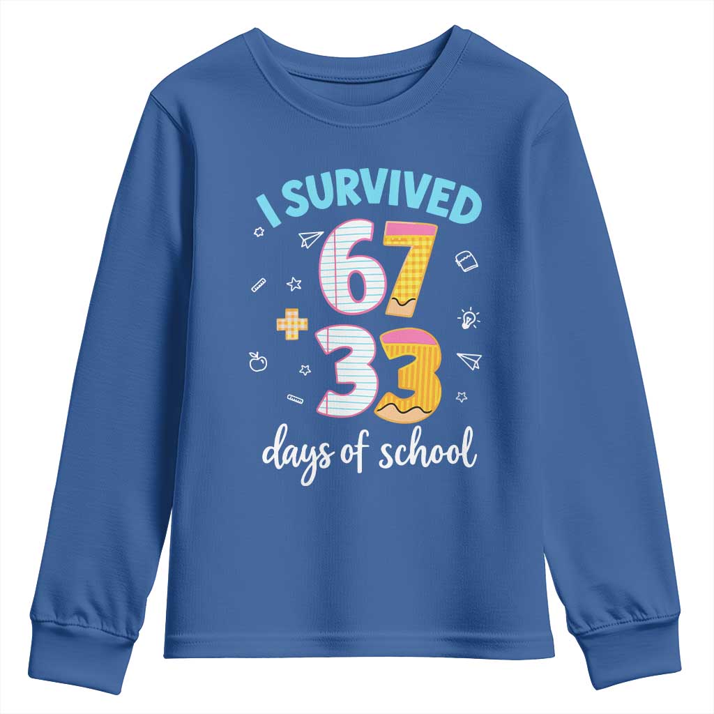 100 Days Of School 67 Funny Six Seven Meme Youth Sweatshirt TS10 Royal Blue Print Your Wear
