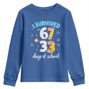 100 Days Of School 67 Funny Six Seven Meme Youth Sweatshirt TS10 Royal Blue Print Your Wear