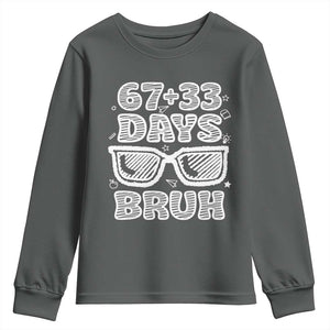 Bruh 100 Days Of School 67 Youth Sweatshirt Funny Six Seven Meme Sunglasses TS10 Dark Heather Print Your Wear