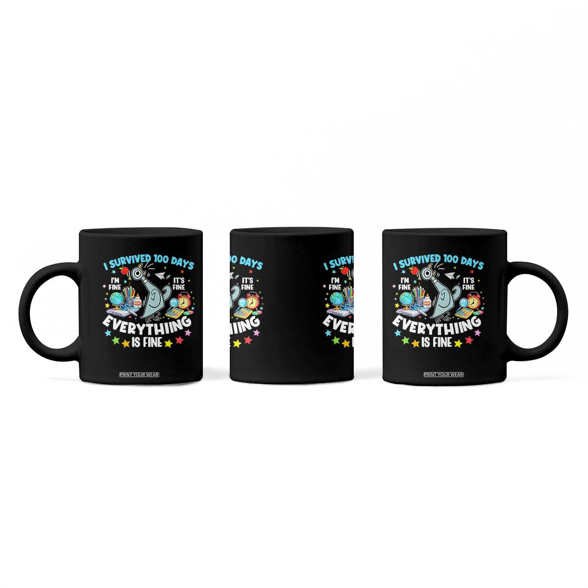 I Survived 100 Days Of School Coffee Mug Funny Pigeon 100th Day Teacher TS10 Print Your Wear