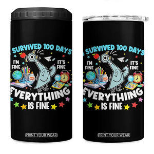 I Survived 100 Days Of School 4 in 1 Can Cooler Tumbler Funny Pigeon 100th Day Teacher TS10 One Size: 16 oz Black Print Your Wear