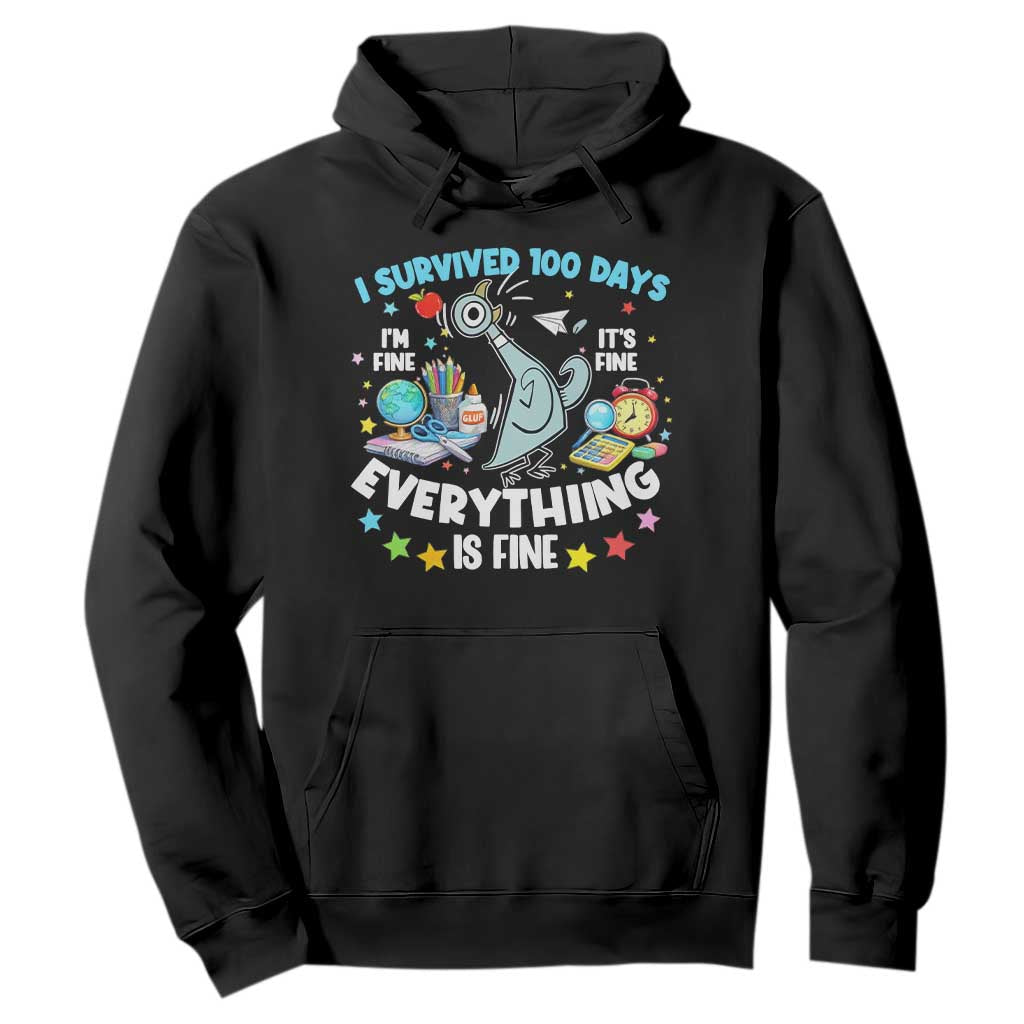 I Survived 100 Days Of School Hoodie Funny Pigeon 100th Day Teacher TS10 Black Print Your Wear