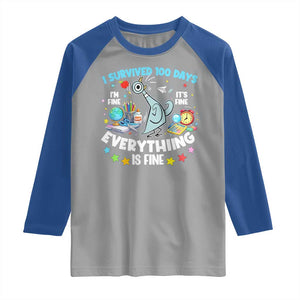 I Survived 100 Days Of School Raglan Shirt Funny Pigeon 100th Day Teacher TS10 Sport Gray Royal Print Your Wear