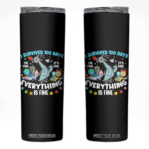 I Survived 100 Days Of School Skinny Tumbler Funny Pigeon 100th Day Teacher TS10 Black Print Your Wear