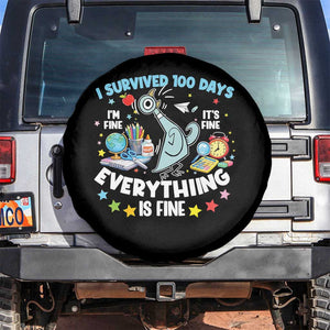 I Survived 100 Days Of School Spare Tire Cover Funny Pigeon 100th Day Teacher TS10 No hole Black Print Your Wear