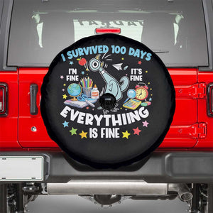 I Survived 100 Days Of School Spare Tire Cover Funny Pigeon 100th Day Teacher TS10 Black Print Your Wear
