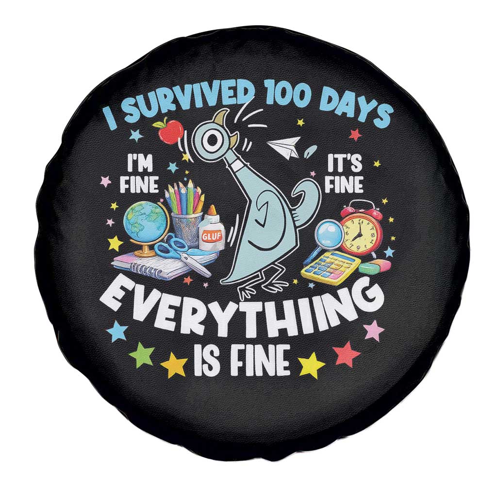 I Survived 100 Days Of School Spare Tire Cover Funny Pigeon 100th Day Teacher TS10 Print Your Wear