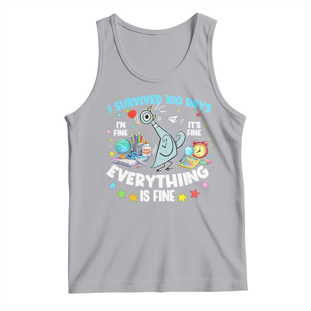 I Survived 100 Days Of School Tank Top Funny Pigeon 100th Day Teacher TS10 Athletic Heather Print Your Wear