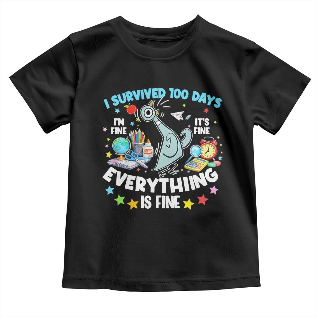 I Survived 100 Days Of School Toddler T Shirt Funny Pigeon 100th Day Teacher TS10 Black Print Your Wear