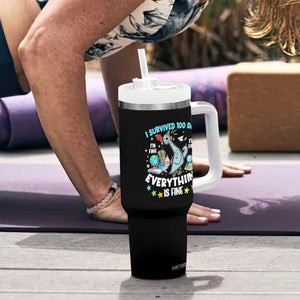 I Survived 100 Days Of School Tumbler With Handle Funny Pigeon 100th Day Teacher TS10 Print Your Wear