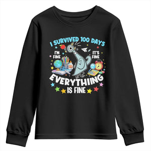 I Survived 100 Days Of School Youth Sweatshirt Funny Pigeon 100th Day Teacher TS10 Black Print Your Wear