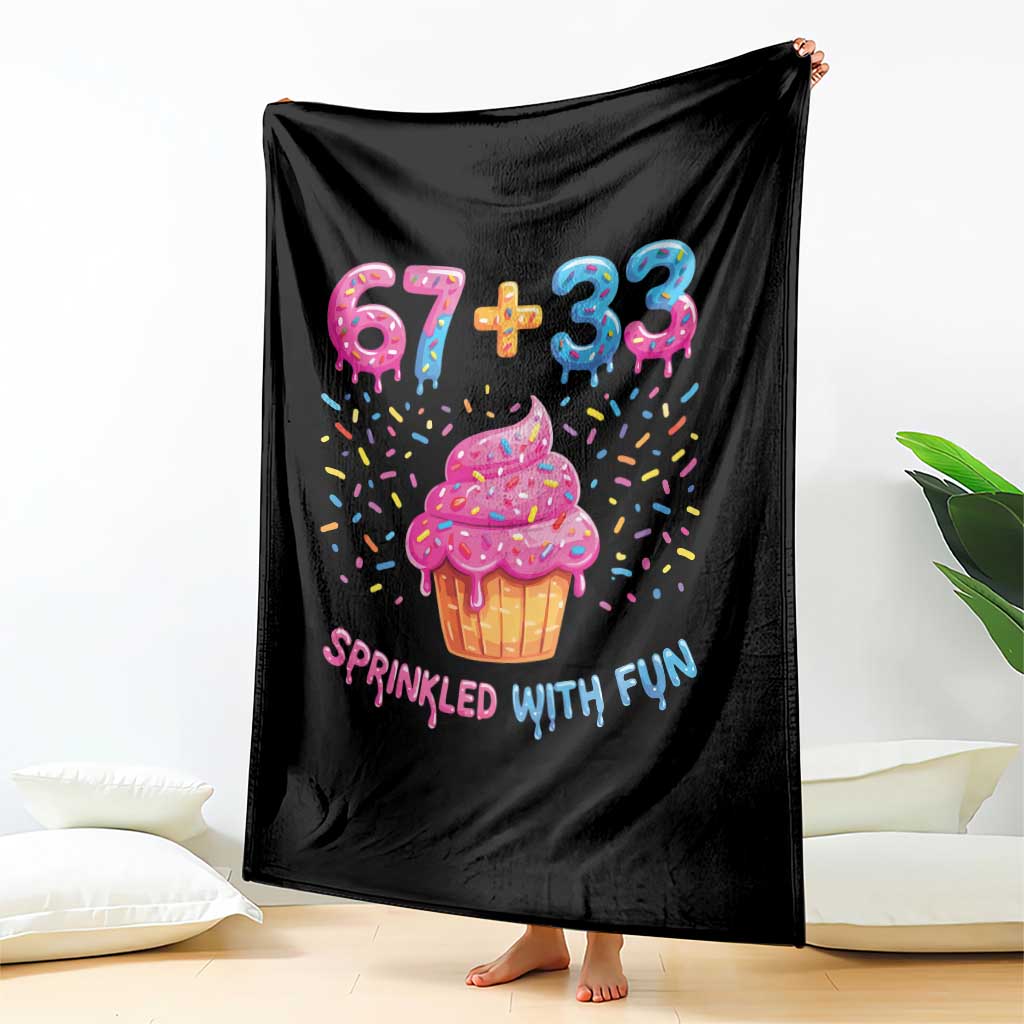 100th Day of School Girl Throw Blanket 67 33 100 Days Sprinkled With Fun Cupcake Six Seven Meme TS10 Print Your Wear