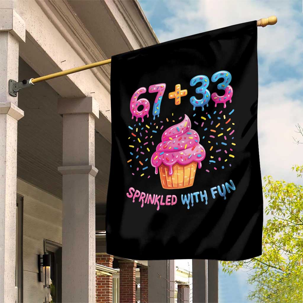 100th Day of School Girl Garden Flag 67 33 100 Days Sprinkled With Fun Cupcake Six Seven Meme TS10 Print Your Wear