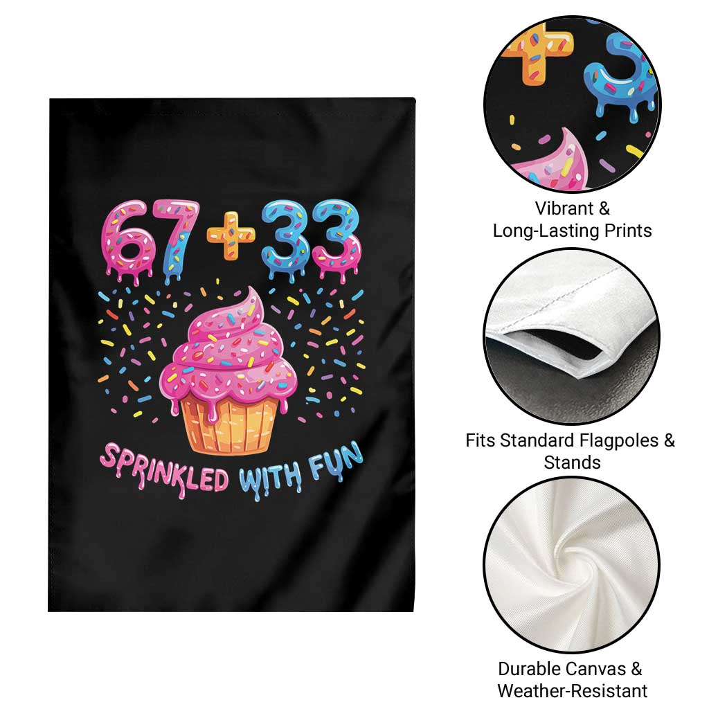 100th Day of School Girl Garden Flag 67 33 100 Days Sprinkled With Fun Cupcake Six Seven Meme TS10 Print Your Wear