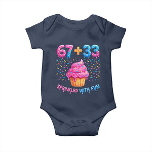 100th Day of School Girl Baby Onesie 67 33 100 Days Sprinkled With Fun Cupcake Six Seven Meme TS10 Navy Print Your Wear