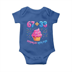 100th Day of School Girl Baby Onesie 67 33 100 Days Sprinkled With Fun Cupcake Six Seven Meme TS10 Royal Blue Print Your Wear