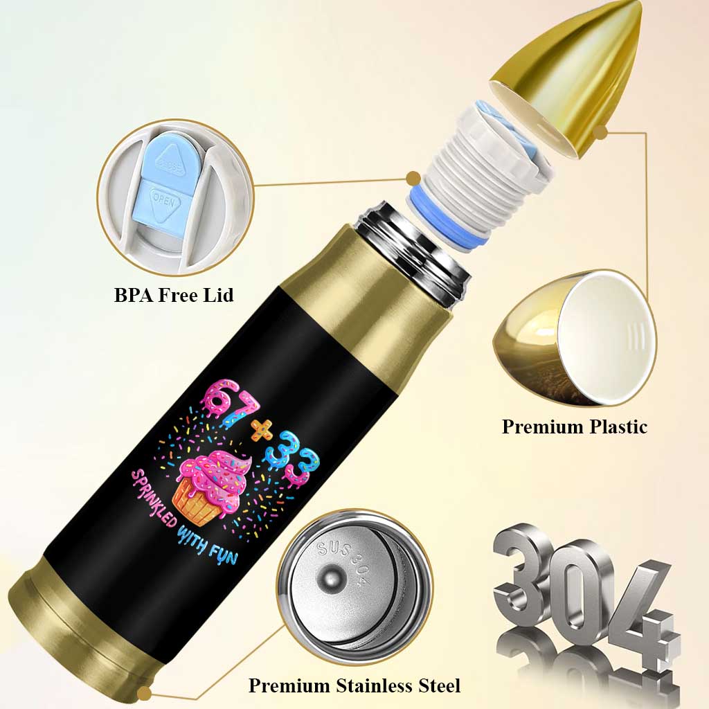 100th Day of School Girl Bullet Tumbler 67 33 100 Days Sprinkled With Fun Cupcake Six Seven Meme TS10 Print Your Wear