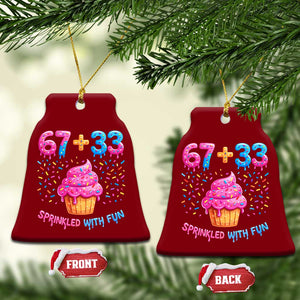 100th Day of School Girl Ceramic Ornament 67 33 100 Days Sprinkled With Fun Cupcake Six Seven Meme TS10 Print Your Wear