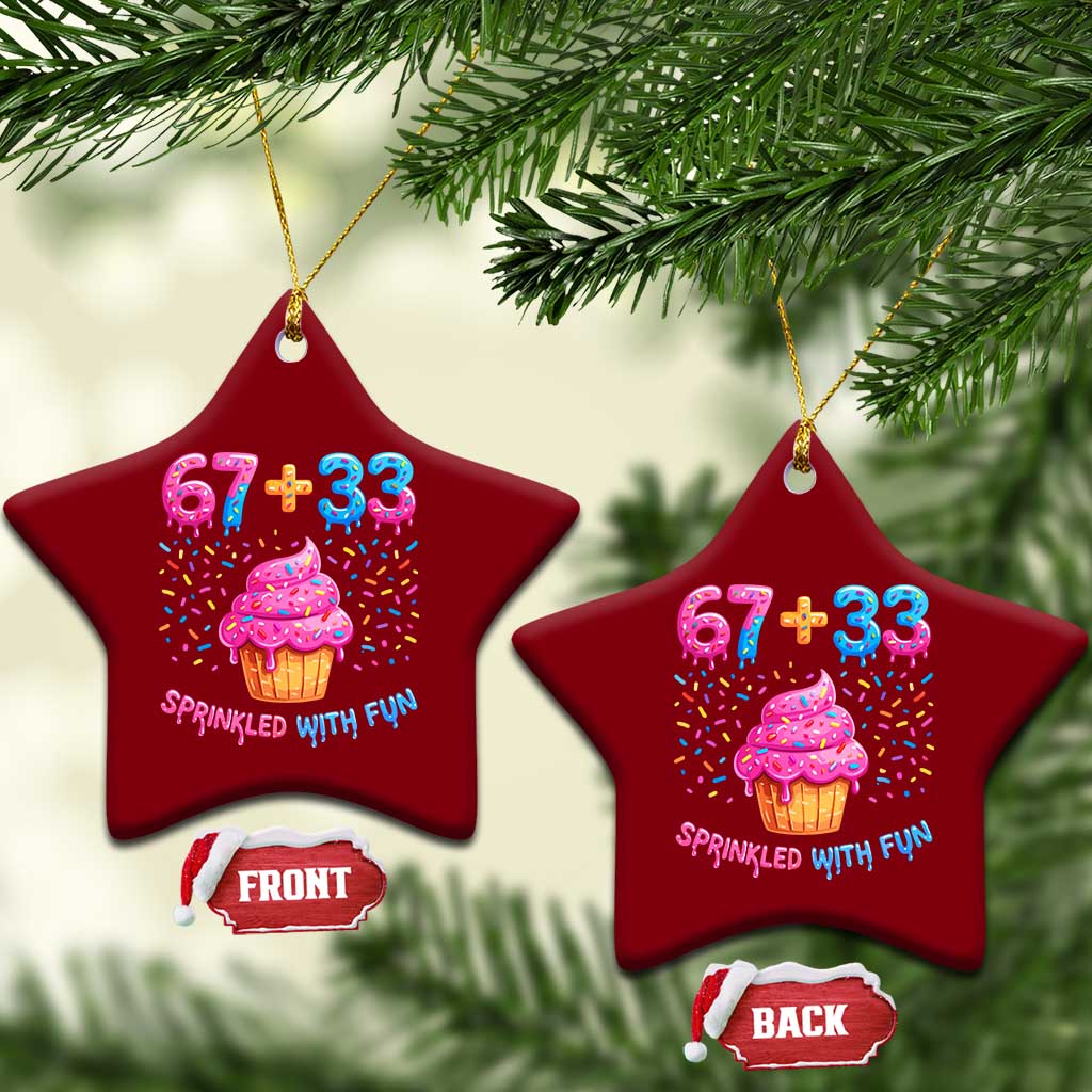 100th Day of School Girl Ceramic Ornament 67 33 100 Days Sprinkled With Fun Cupcake Six Seven Meme TS10 Print Your Wear