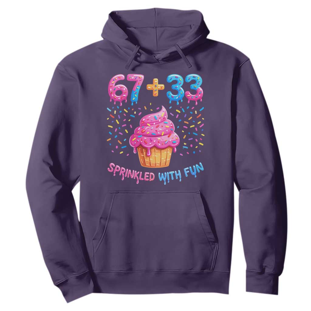 100th Day of School Girl Hoodie 67 33 100 Days Sprinkled With Fun Cupcake Six Seven Meme TS10 Purple Print Your Wear