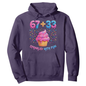 100th Day of School Girl Hoodie 67 33 100 Days Sprinkled With Fun Cupcake Six Seven Meme TS10 Purple Print Your Wear