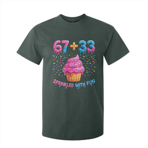 100th Day of School Girl T Shirt For Kid 67 33 100 Days Sprinkled With Fun Cupcake Six Seven Meme TS10 Dark Forest Green Print Your Wear