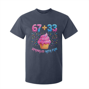100th Day of School Girl T Shirt For Kid 67 33 100 Days Sprinkled With Fun Cupcake Six Seven Meme TS10 Navy Print Your Wear