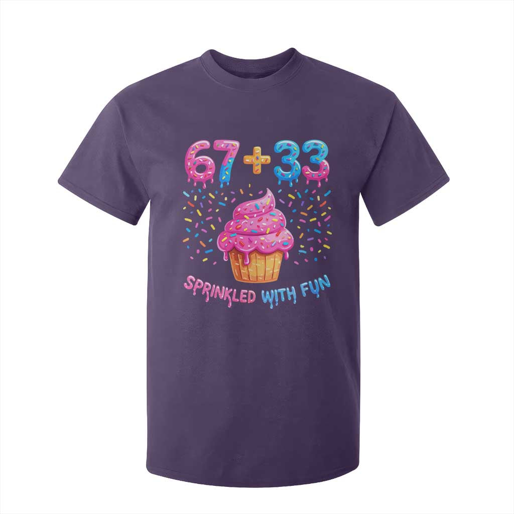 100th Day of School Girl T Shirt For Kid 67 33 100 Days Sprinkled With Fun Cupcake Six Seven Meme TS10 Purple Print Your Wear