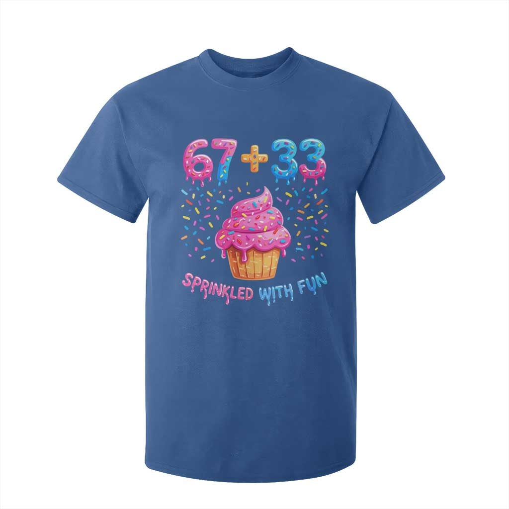 100th Day of School Girl T Shirt For Kid 67 33 100 Days Sprinkled With Fun Cupcake Six Seven Meme TS10 Royal Blue Print Your Wear