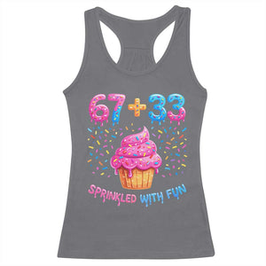 100th Day of School Girl Racerback Tank Top 67 33 100 Days Sprinkled With Fun Cupcake Six Seven Meme TS10 Charcoal Print Your Wear