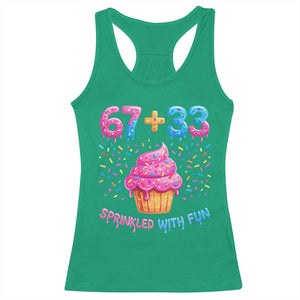 100th Day of School Girl Racerback Tank Top 67 33 100 Days Sprinkled With Fun Cupcake Six Seven Meme TS10 Irish Green Print Your Wear