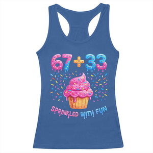 100th Day of School Girl Racerback Tank Top 67 33 100 Days Sprinkled With Fun Cupcake Six Seven Meme TS10 Royal Blue Print Your Wear