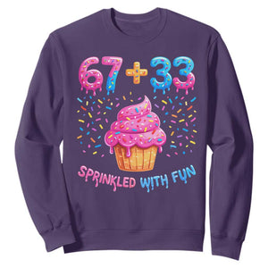 100th Day of School Girl Sweatshirt 67 33 100 Days Sprinkled With Fun Cupcake Six Seven Meme TS10 Purple Print Your Wear