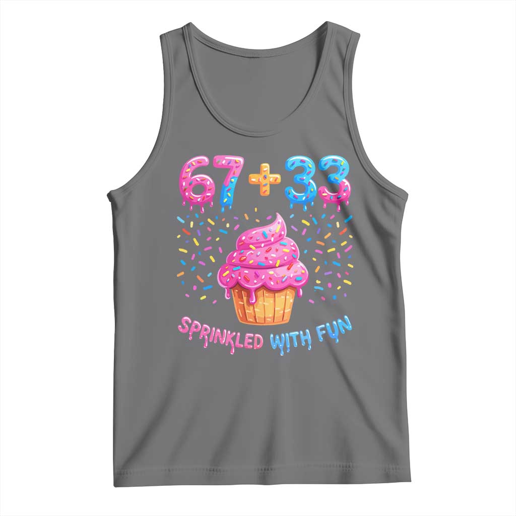 100th Day of School Girl Tank Top 67 33 100 Days Sprinkled With Fun Cupcake Six Seven Meme TS10 Black Heather Print Your Wear