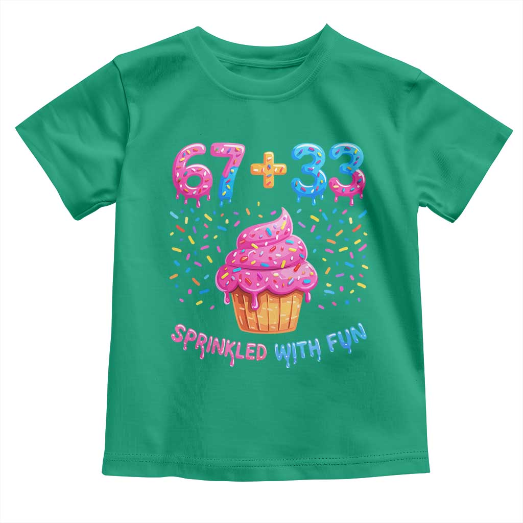 100th Day of School Girl Toddler T Shirt 67 33 100 Days Sprinkled With Fun Cupcake Six Seven Meme TS10 Irish Green Print Your Wear