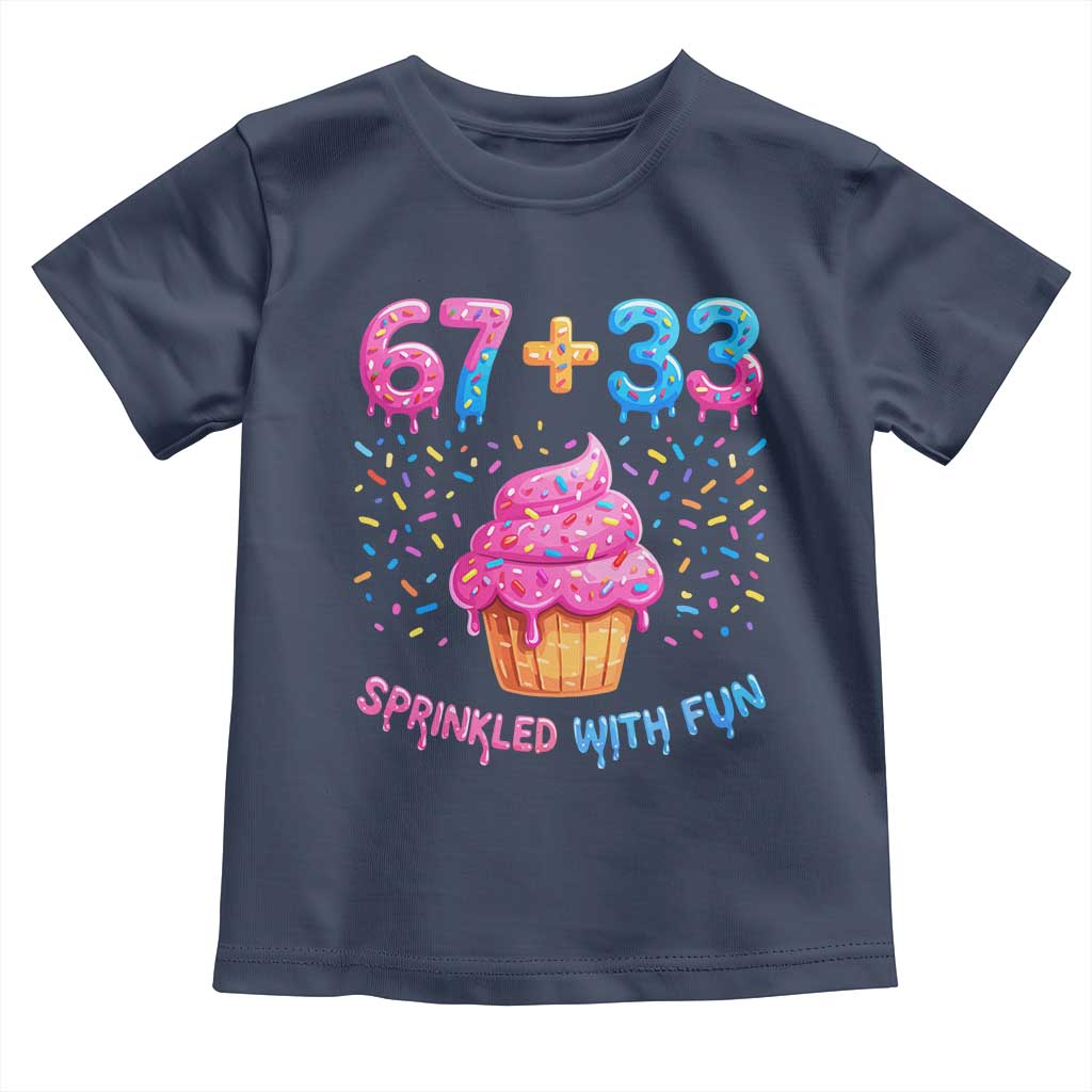 100th Day of School Girl Toddler T Shirt 67 33 100 Days Sprinkled With Fun Cupcake Six Seven Meme TS10 Navy Print Your Wear
