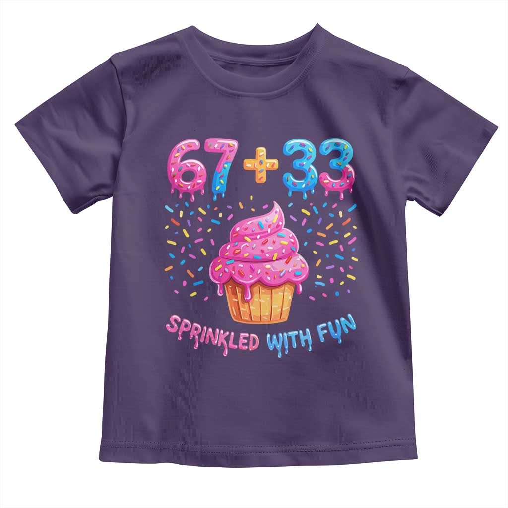100th Day of School Girl Toddler T Shirt 67 33 100 Days Sprinkled With Fun Cupcake Six Seven Meme TS10 Purple Print Your Wear